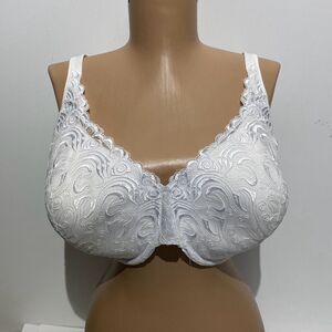 Playtex Women's White Smoothing Embroidered Lace Underwire Bra Size 42DD